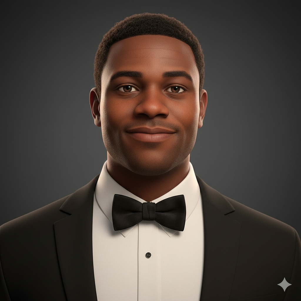 Sedem Quame Amekpewu in a tuxedo